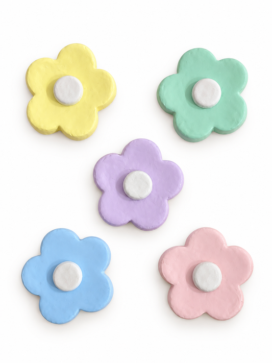 SET OF 5 PASTEL FLOWERS MAGNET SET