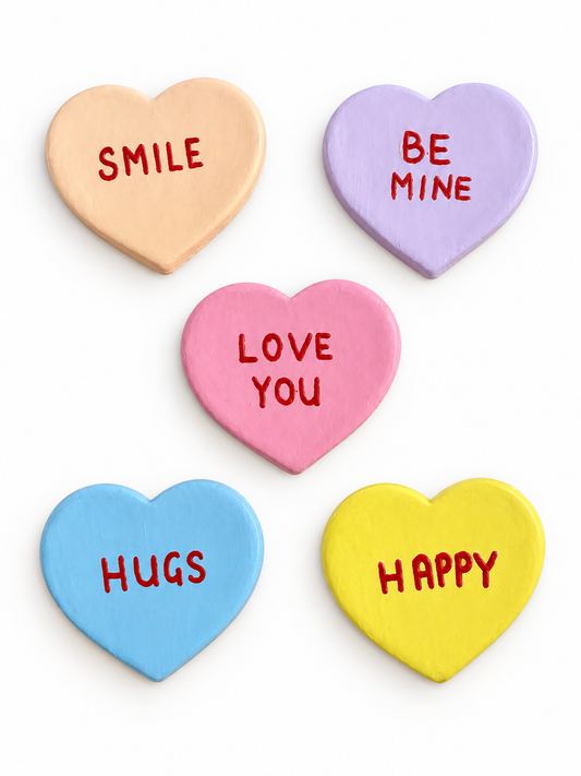 SET OF 5 CANDY HEARTS MAGNET SET