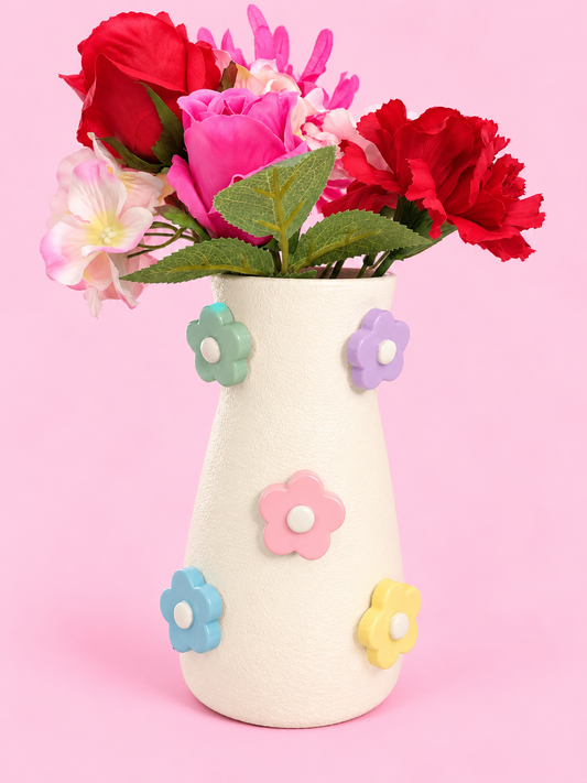 MAGNETIC VASE WITH PASTEL FLOWER MAGNETS
