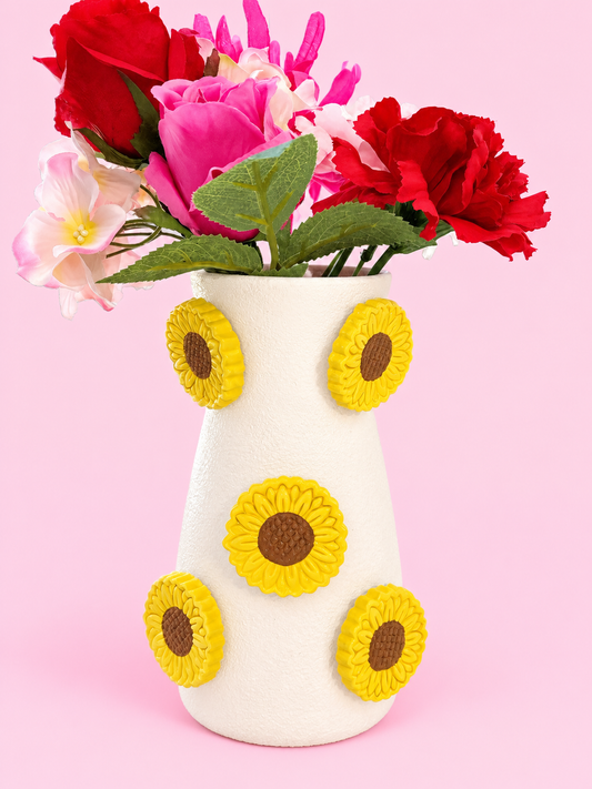 MAGNETIC VASE WITH SUNFLOWER MAGNETS